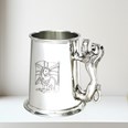 Union Jack Lion Handle One Pint Pewter Tankard Union Jack Lion Handle One Pint Pewter Tankard