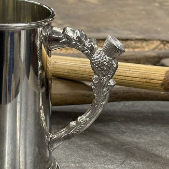 Thistle Handle One Pint Pewter Tankard