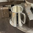 Lined Square Handle Baby Pewter Quarter Pint Mug Lined Square Handle Baby Pewter Quarter Pint Mug