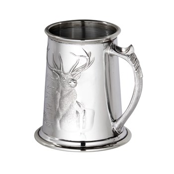 Embossed Monarch of the Glen pewter tankard