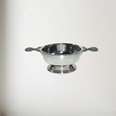 Birthstone Pewter Quaich June With Pearl Stones Front view of Birthstone pewter quaich June with pearl stones