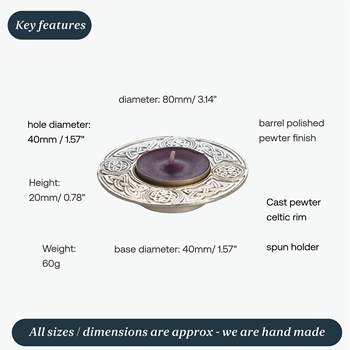 Round Celtic Cast Pewter T-Lite Candle Holder
