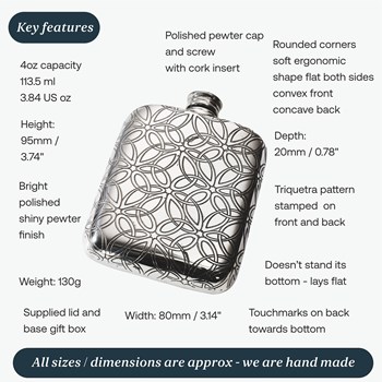 Triquetra 4oz Pewter Pocket Flask Triquetra 4oz Pewter Pocket Flask