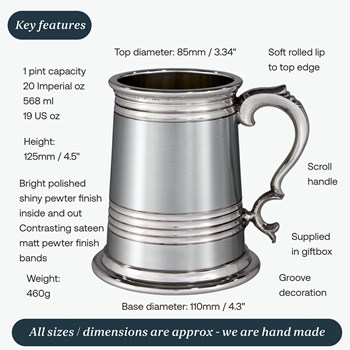 X Range One Pint Worcester Part Satin Pewter Tankard X Range One Pint Worcester Part Satin Pewter Tankard