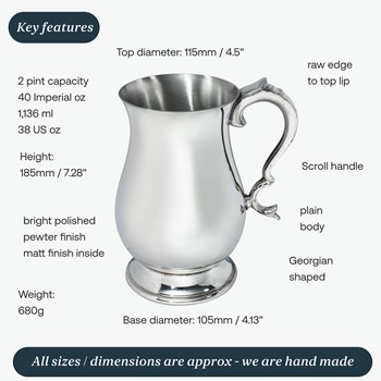 Two Pint Georgian Pewter Tankard Two Pint Georgian Pewter Tankard