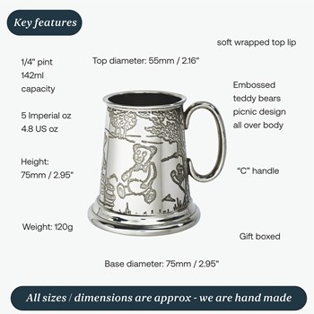 Teddy Bears Picnic Pewter Quarter Pint Baby Mug Teddy Bears Picnic Pewter Quarter Pint Baby Mug