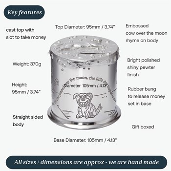 Cow Over The Moon Pewter Money Box