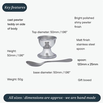 Teddy Pewter Egg Cup And Spoon Teddy Pewter Egg Cup And Spoon