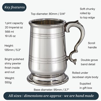 X Range Heavy Howard One Pint Pewter Tankard