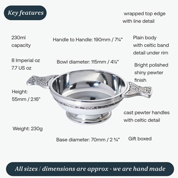 Large Celtic Band Pewter Quaich Large Celtic Band Pewter Quaich