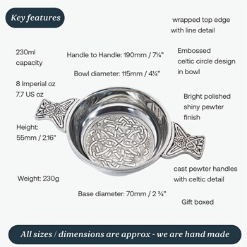 Large Celtic Circle Pewter Quaich Large Celtic Circle Pewter Quaich