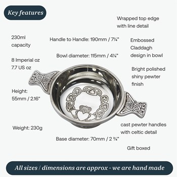 Large Claddagh Pewter Quaich Large Claddagh Pewter Quaich