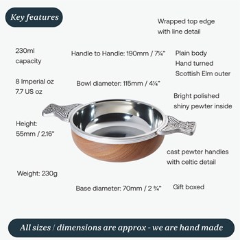 Large Wood And Pewter Quaich Large Wood And Pewter Quaich