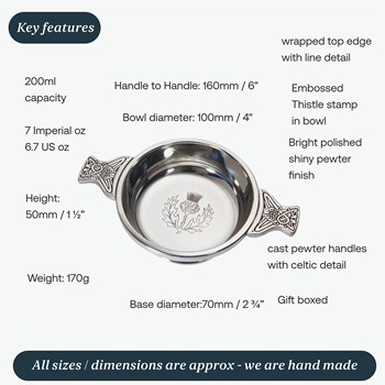 Medium Thistle Pewter Quaich