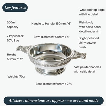 Medium Celtic Band Pewter Quaich Medium Celtic Band Pewter Quaich