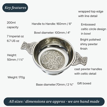 Medium Celtic Circle Pewter Quaich