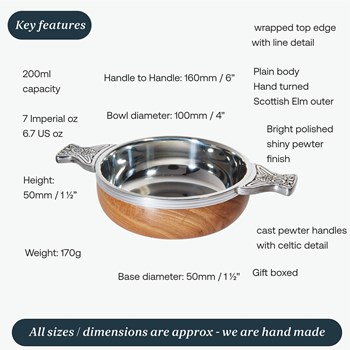 Medium Wood And Pewter Quaich Medium Wood And Pewter Quaich