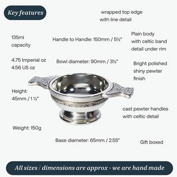 Small Celtic Band Pewter Quaich Small Celtic Band Pewter Quaich