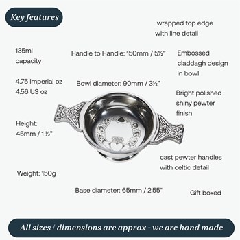 Small Claddagh Pewter Quaich Small Claddagh Pewter Quaich