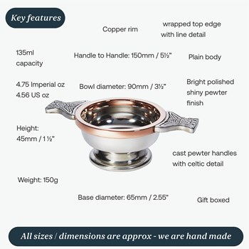 Small Copper Rim Pewter Quaich | Small Copper Rim Pewter quaich