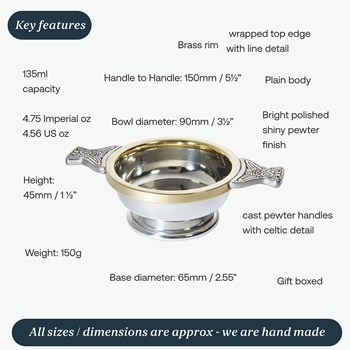 Standard Brass Rim Pewter Quaich | Standard Brass Rim Pewter Quai