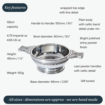 Standard Celtic Band Pewter Quaich