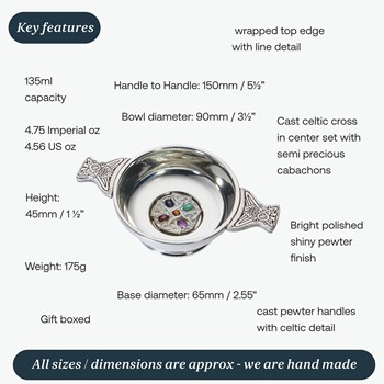 Standard Gem Cross Pewter Quaich Standard Gem Cross Pewter Quaich