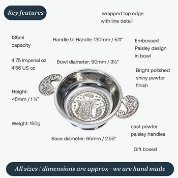 Standard Paisley Pewter Quaich