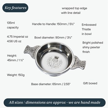 Standard Thistle Pewter Quaich