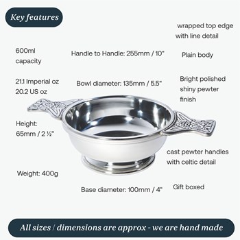 Large Plus Pewter Quaich