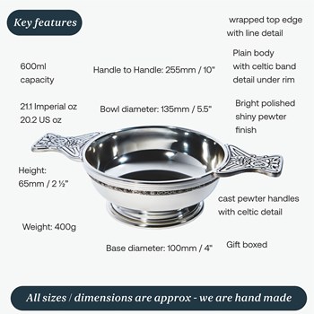 Large Plus Celtic Band Pewter Quaich Large Plus Celtic Band Pewter Quaich