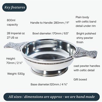 Xl Celtic Band Pewter Quaich Xl Celtic Band Pewter Quaich