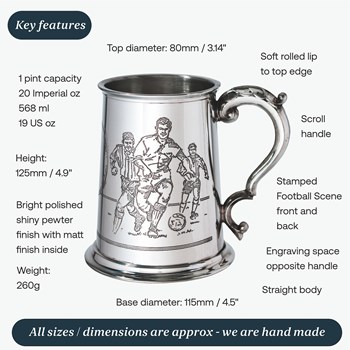 Football Scene One Pint Pewter Tankard Football Scene One Pint Pewter Tankard