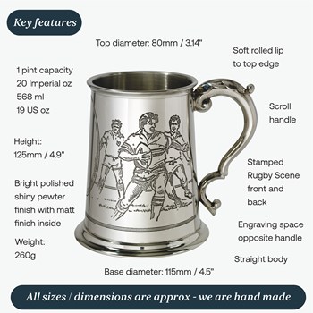 Rugby Scene One Pint Pewter Tankard Rugby Scene One Pint Pewter Tankard