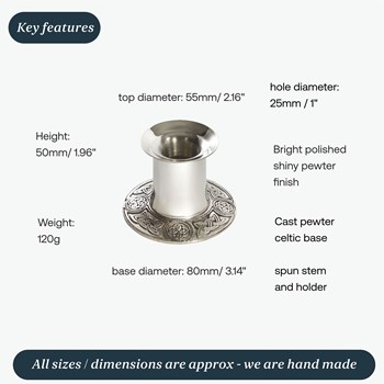 Small Celtic Pewter Candle Holder