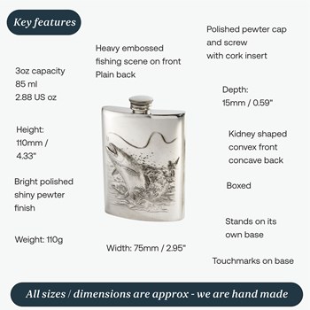 3oz Embossed Fishing Top Pocket Flask