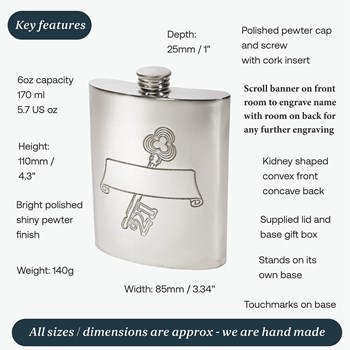 21 Key Stamp Pewter Kidney Hip Flask 21 Key Stamp Pewter Kidney Hip Flask