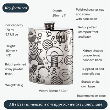 6oz Retro Pewter Kidney Hip Flask