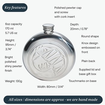 Knox 6oz Round Pewter Flask Knox 6oz Round Pewter Flask