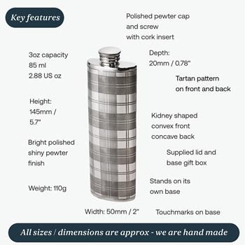 3oz Tartan Pewter Purse Flask