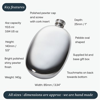Pewter Oval Pebble Flask