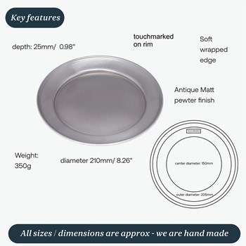 Medium Antique Finish Pewter Plate