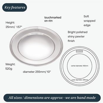 Large Polished Finish Pewter Plate