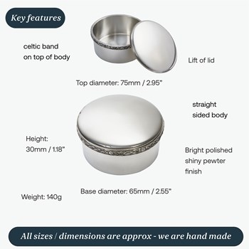 Medium Celtic Pewter Trinket Box Medium Celtic Pewter Trinket Box