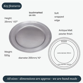 Large Antique Finish Pewter Plate