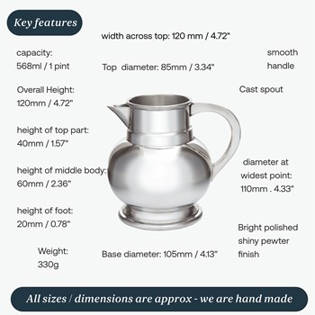 Medium Pewter Water Jug  Beer Pitcher