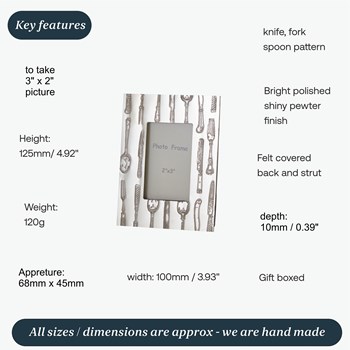 Knife Fork Spoon Pewter 2"X3" Mini Picture Frame
