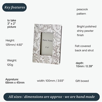 Peacock 2"X3" Mini Picture Frame Peacock 2"X3" Mini Picture Frame