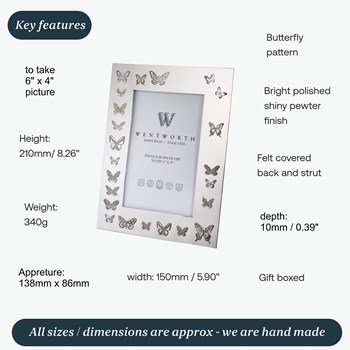 Butterfly Pewter 6"X4" Picture Frame