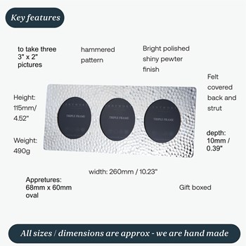 Triple Hammered Pewter Frame